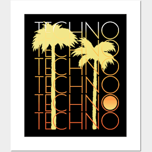 TECHNO  - Palm Tree (Yellow/Orange) Posters and Art